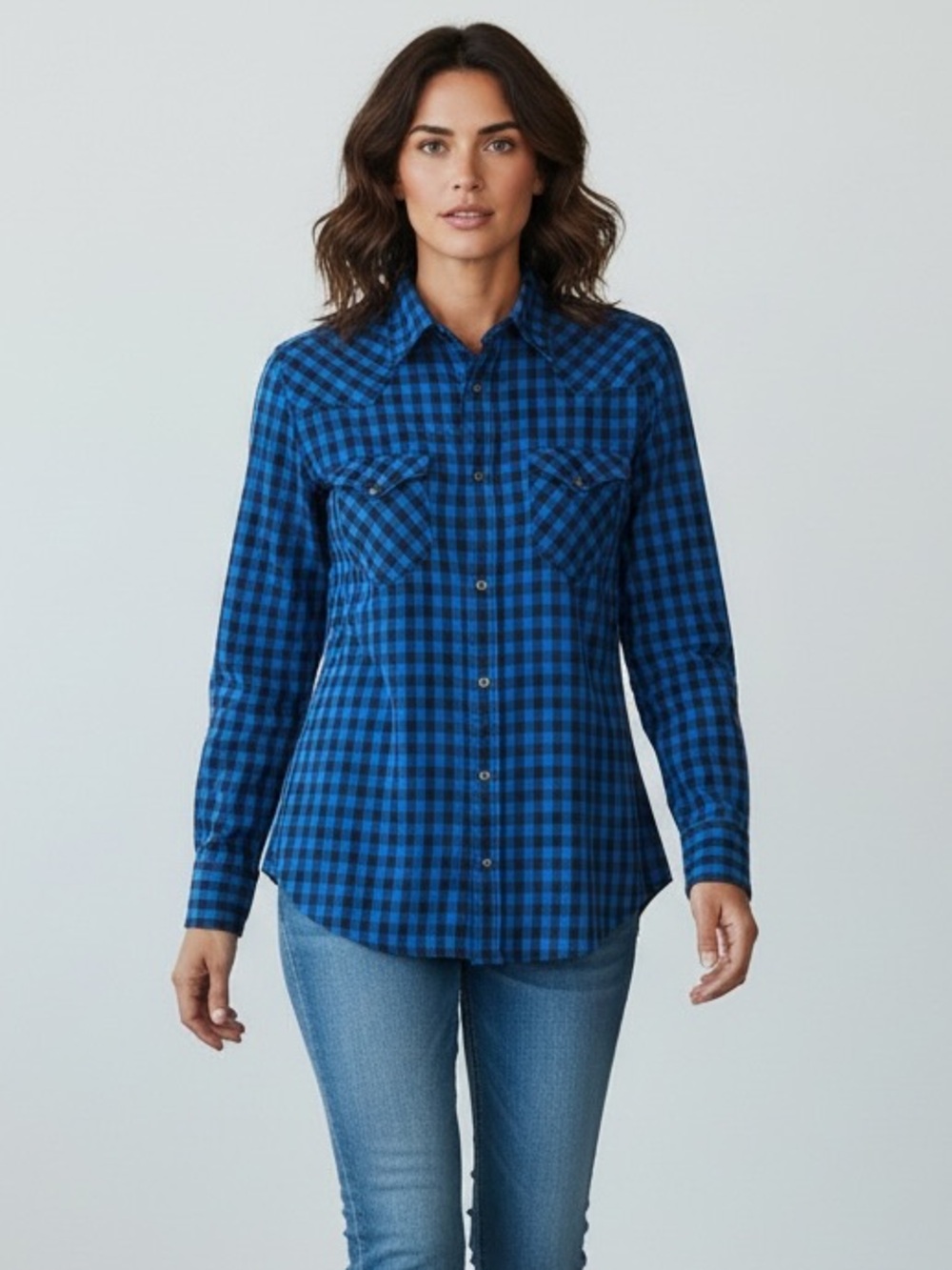 Polo by Ralph Lauren Women’s buffalo plaid blue and black shirt size 6